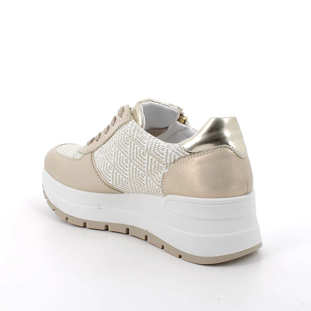Igi&co Sneakers platform con lacci e chiusura zip in pelle - platino - immagine 4