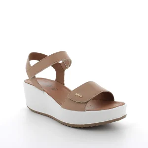 Igi&co Sandali con zeppa in pelle da donna fasce regolabili - corda marrone