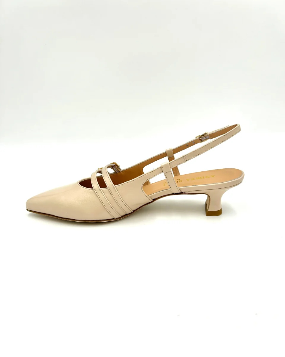 Andrea Selli Slingback artigianale in vera pelle 4cm - Nude beige - immagine 5