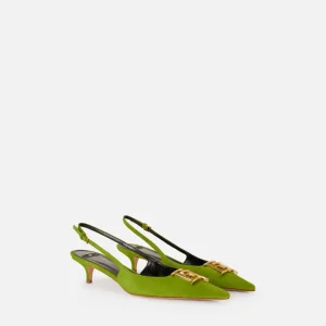 Slingback in suede con dettaglio logo